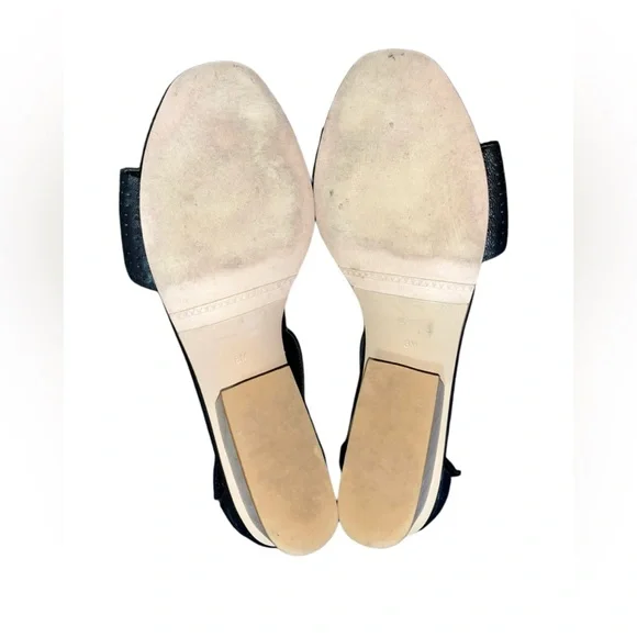 Vaneli Calyx Black Leather T-Strap Wooden Block Heel Sandals Size 8 M - Picture 5 of 5